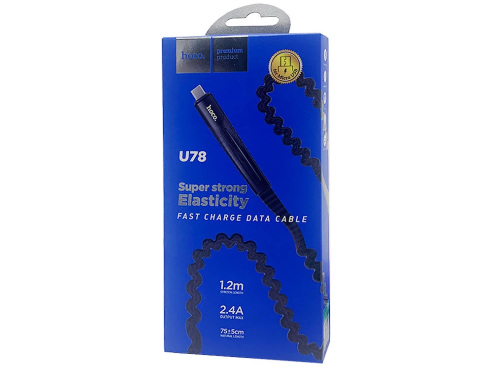 Кабель HOCO U78 Micro 2.4A (1.2m) черный