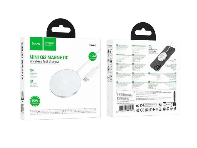 Wireless Charger Hoco CW63 Magnetic 15W/2.0A Type-C white