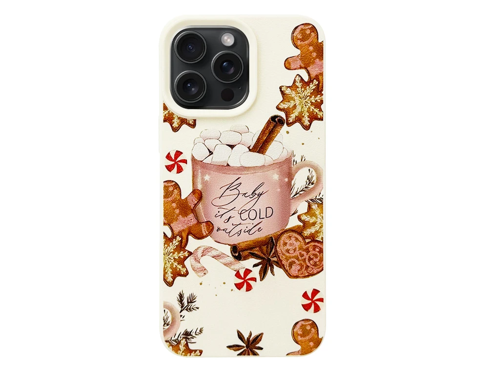 Накладка Silicone Print Cristmas Hot Drink iPhone 14 Pro Max vanilla
