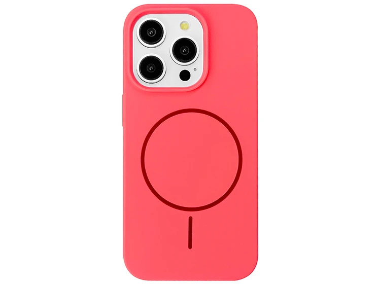 Case soft touch "NO LOGO" MagSafe низ iP 15 Pro (29) neon peach