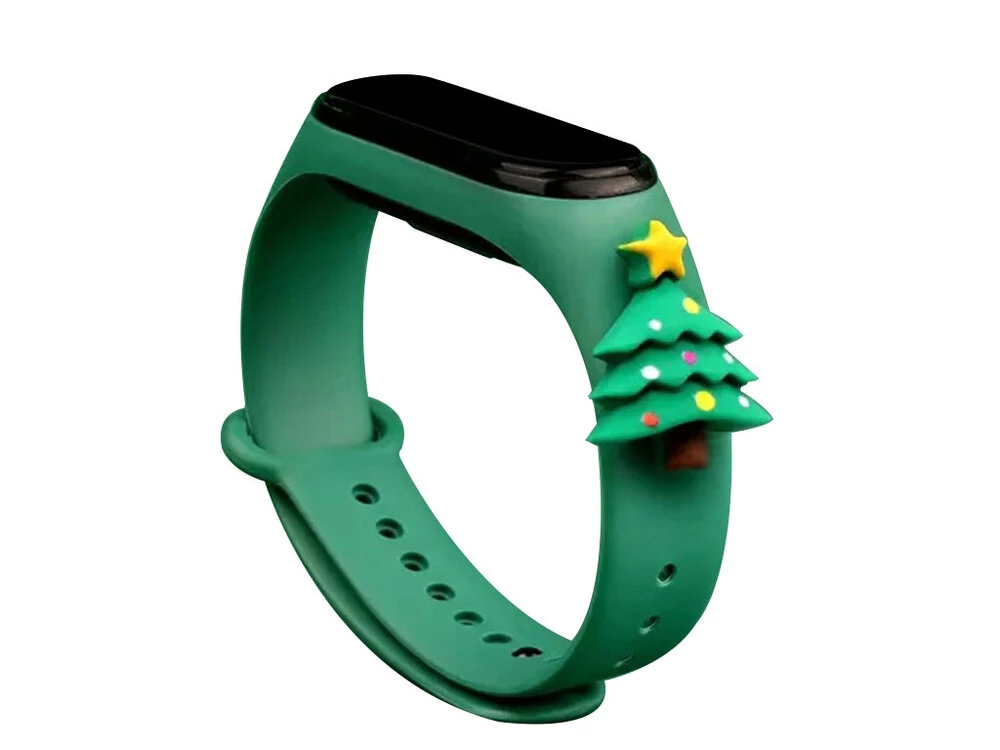 Ремінець Cartoon New Year Mi Band 5/6 Christmas tree star green