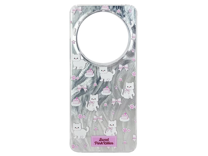 Накладка Paint Stroke Sweet Pink Kitten Redmi 14C/A4/Poco C75 silver