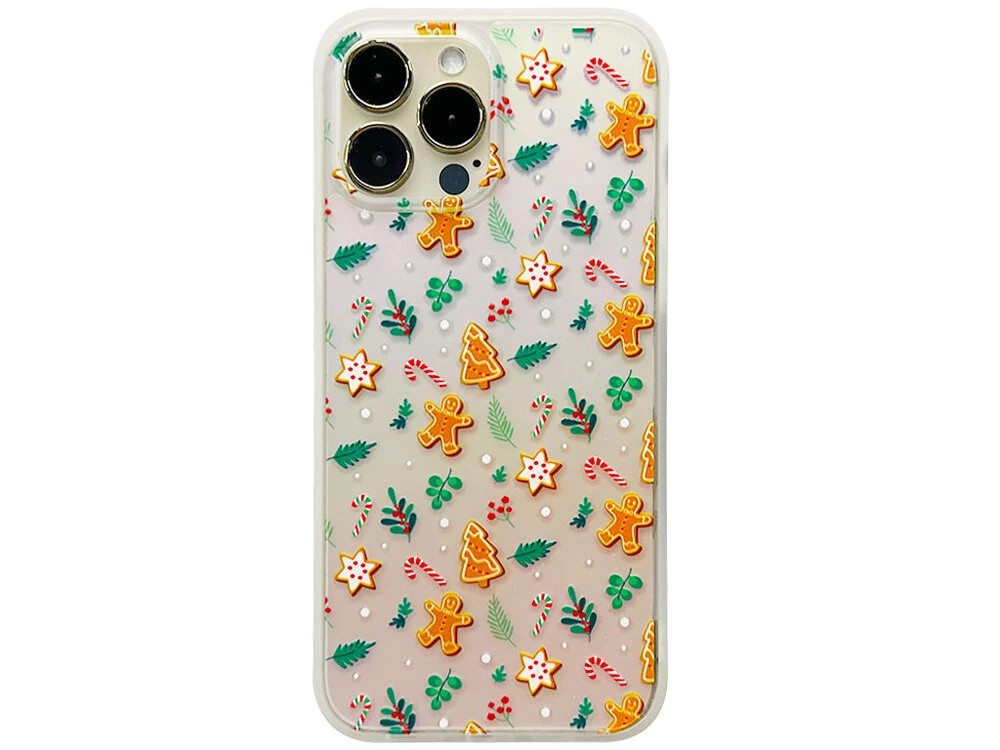 Shadow Gradient Christmas Nprint iPhone 13 Pro Max gingerbread men white