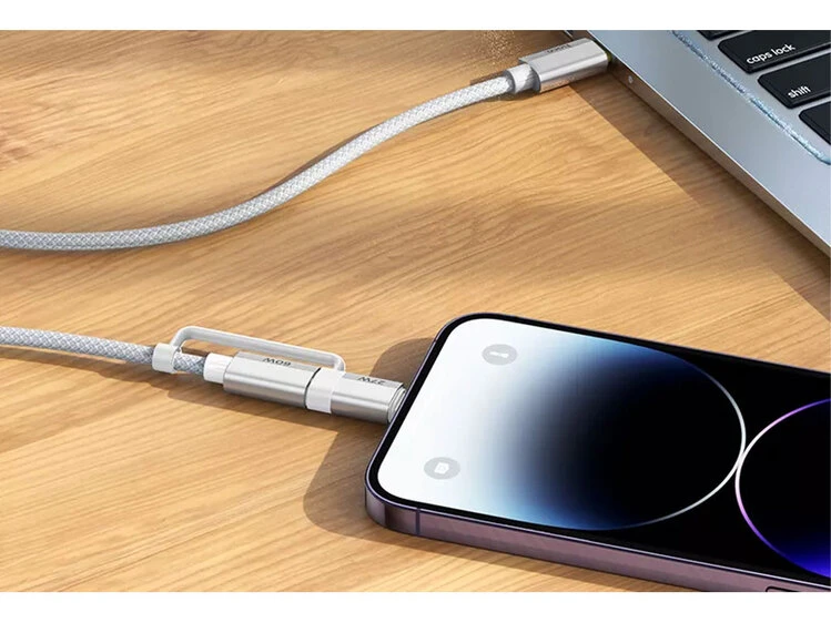Кабель HOCO U134 2in1 3.0A Type-C to Type-C + Lightning (1.2m) gray