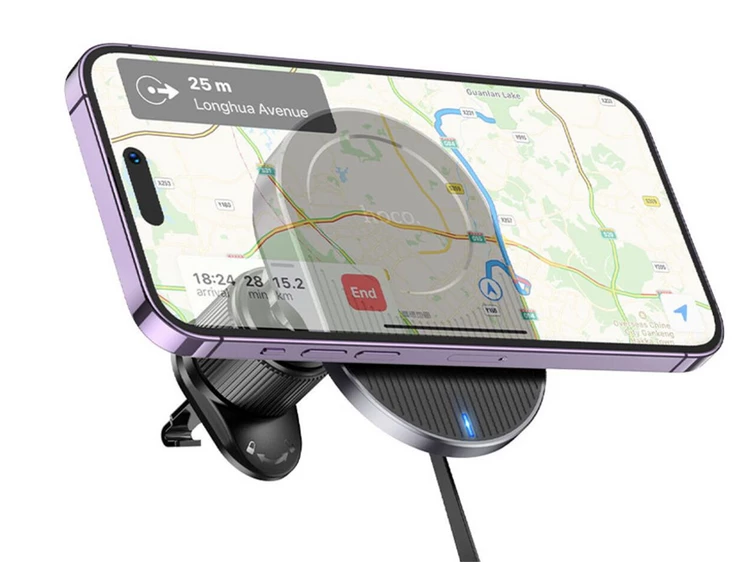 Держатель Hoco HW12 Магнитный Беспроводной Type-C черный