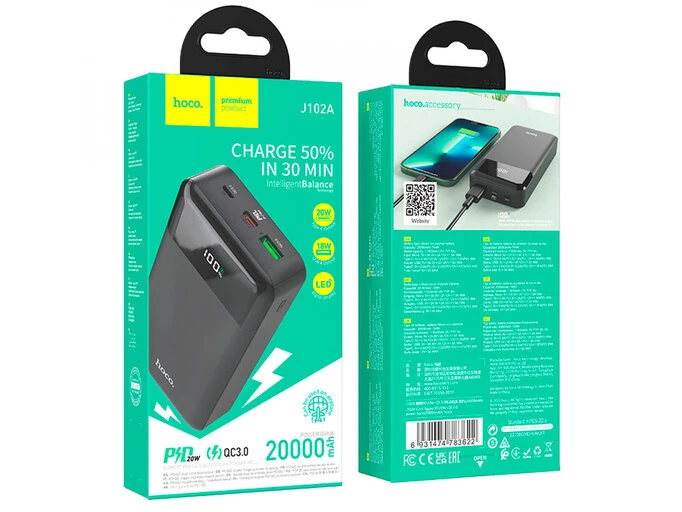 Power Bank Hoco J102A QC3.0/20W 20000mah black