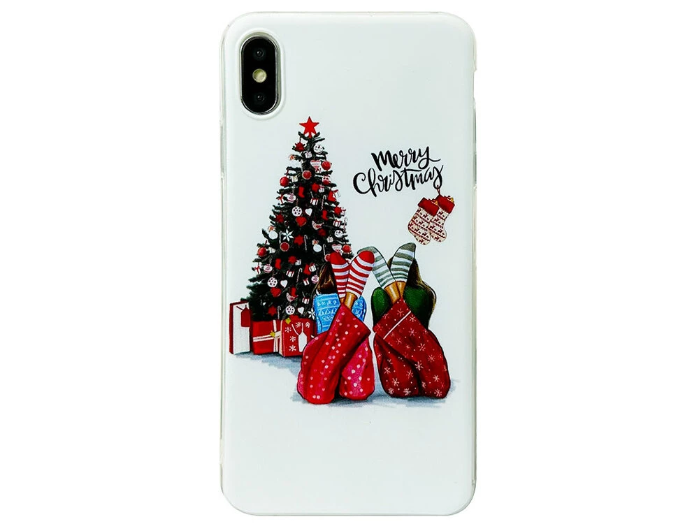 Накладка силікон Print iPhone Xs Max Two girls and Christmas tree