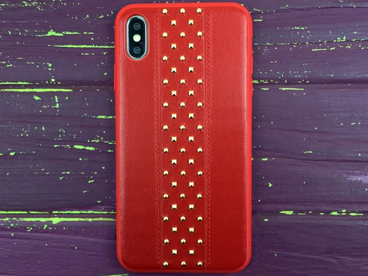 Накладка Leather metal iPhone Xs Max Red