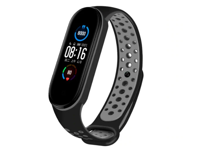 Ремінець силікон Sport Mi Band 5/6 Black/Gray