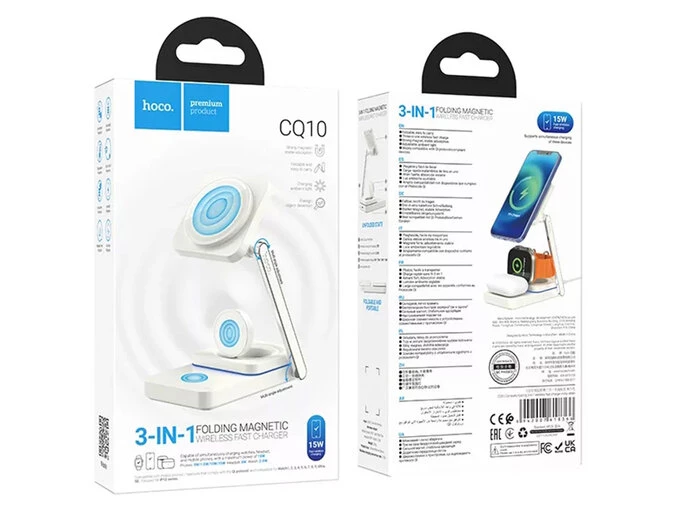 Wireless Charger Hoco CQ10 3in1 15W Type-C white