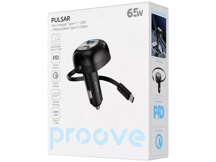 АЗП Proove Pulsar 65W USB/Type-C + кабель Type-C black