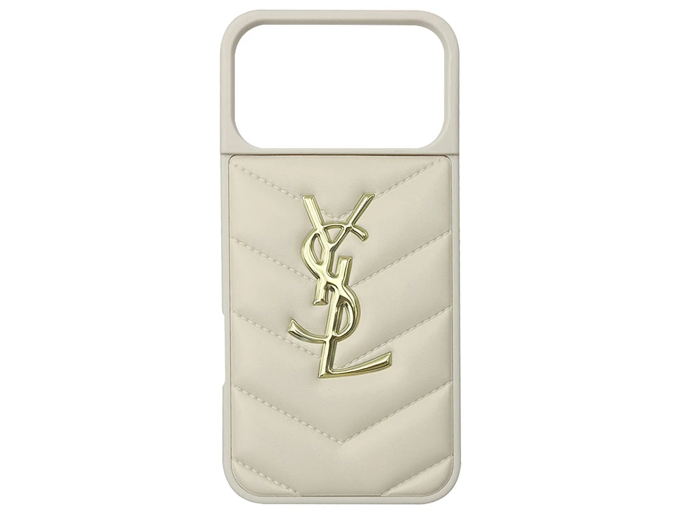 Накладка Leather Puffer iPhone 17 Pro Max YSL milk