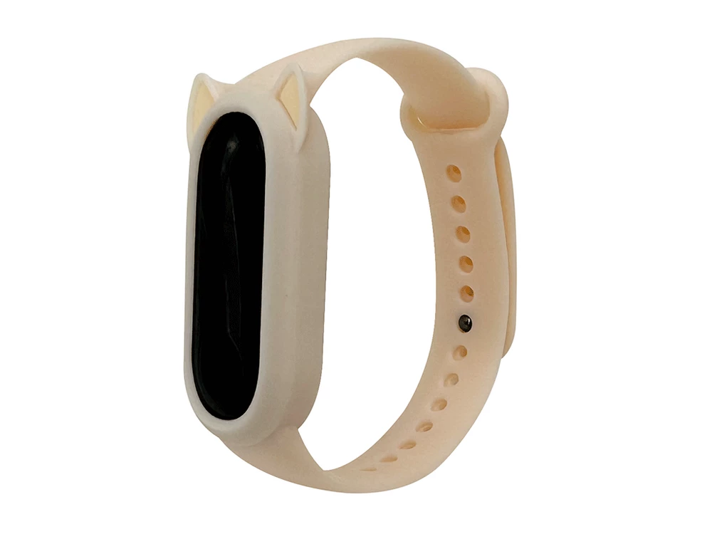 Ремінець 3D силікон Mi Band 3/4/5/6/7 cat pudra