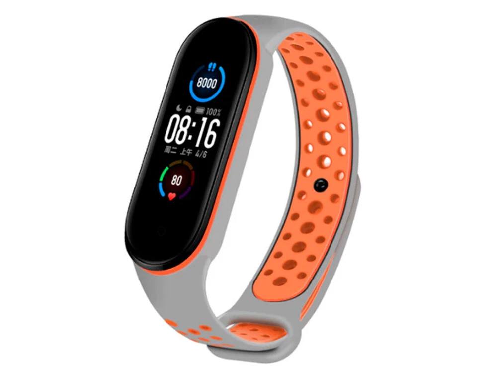 Ремінець силікон Sport Mi Band 5/6 Gray/Orange
