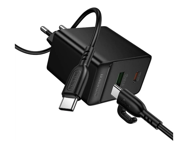 МЗП Borofone BAS17A 65W 1Type-C/1USB + кабель Type-C Type-C (1m) black