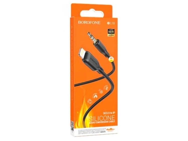 Кабель AUX Borofone BL18 3.5 to Lightning (1m) black