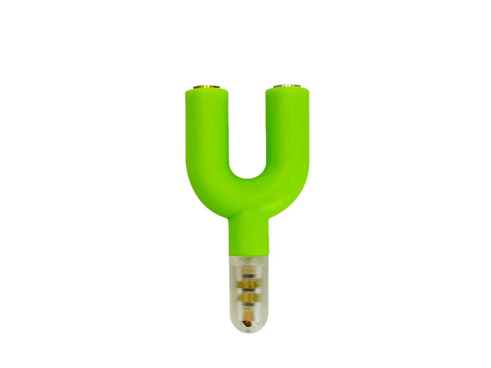 Перехідник AUX 3.5mm/3.5mm mic+3.5mm green